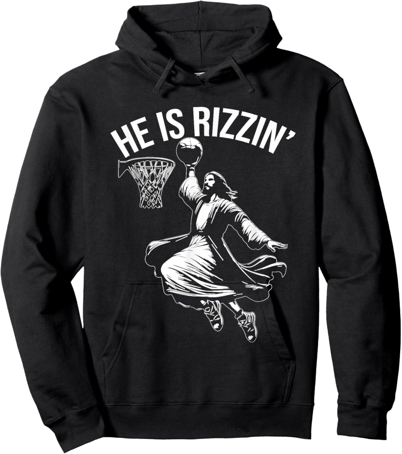 He is Rizzin' Funny Jesus Christ Basketball Player Dunking Hoodie - Hoodie | Black