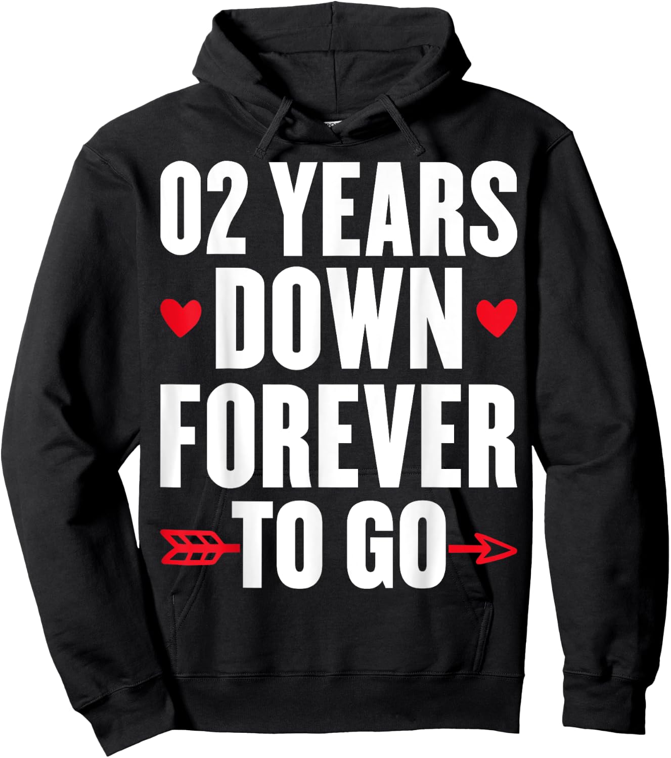 2 Years Down Forever To Go 2nd Anniversary 2 Years Marriage Hoodie - Hoodie | Black