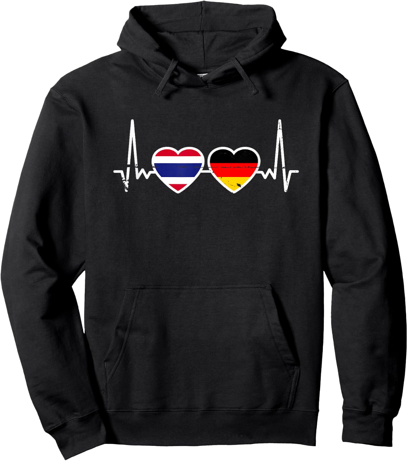 Thailand Deutschland Herzschlag Flagge Deutsch Thailänder Hoodie - Hoodie | Black