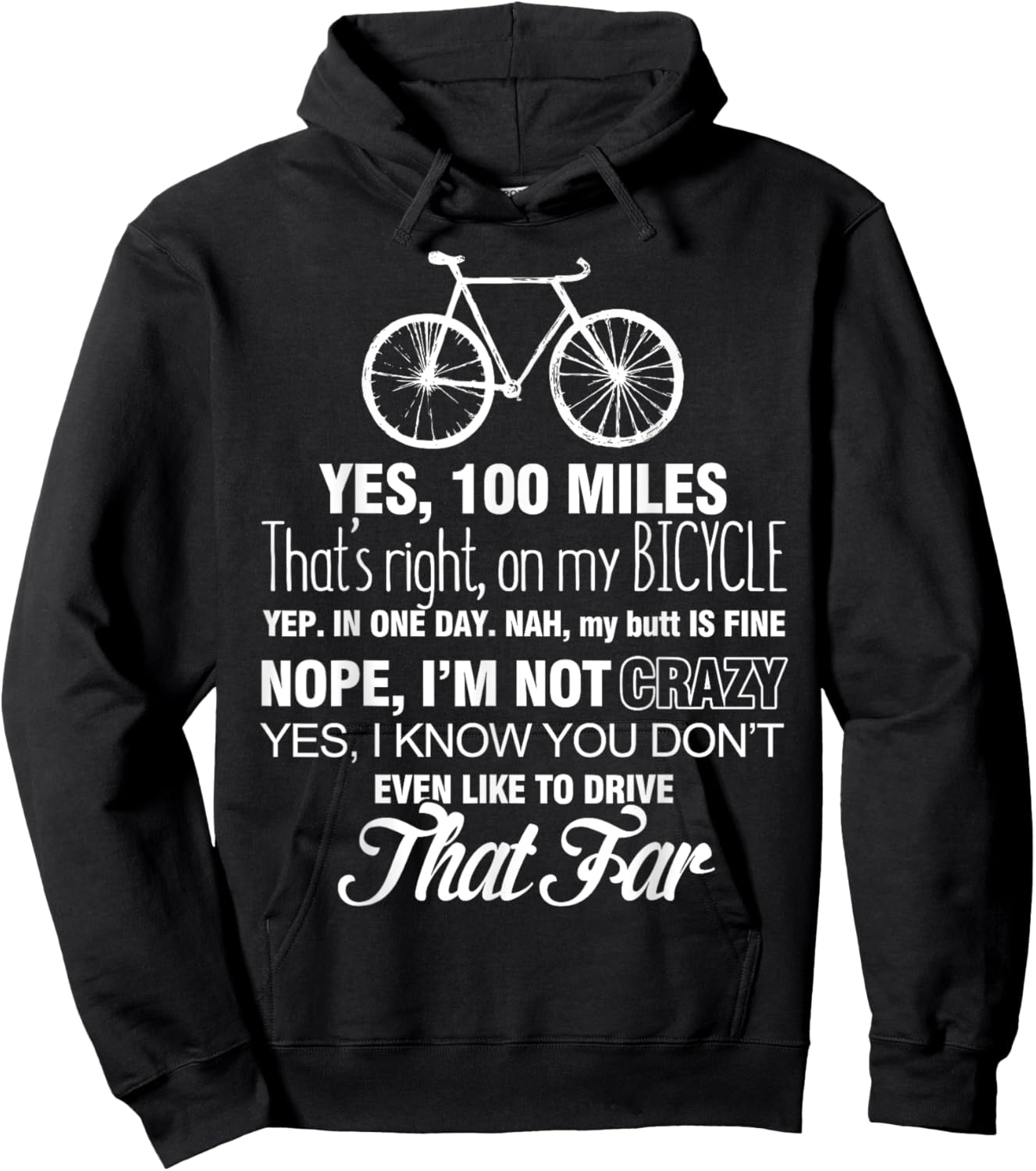Yep 100 Miles - Bicycle T Shirt Hoodie - Hoodie | Black