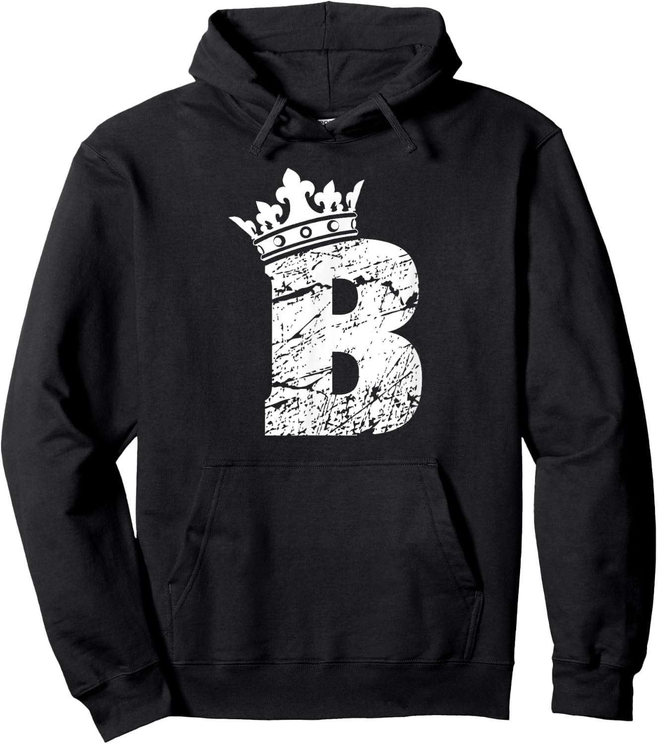 Alphabet T Shirt- Initial Letter B And King Queen Crown Hoodie - Hoodie | Black