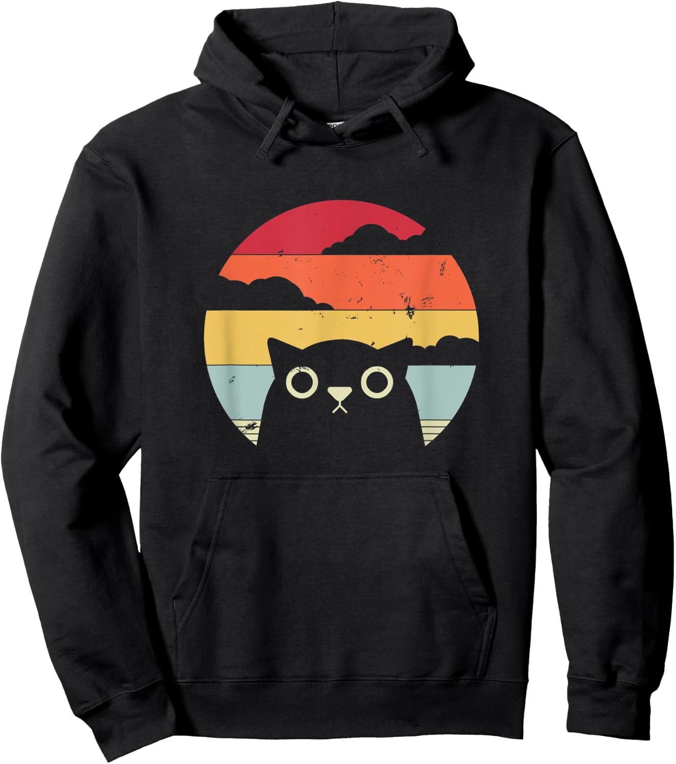 Funny Cat Retro Style Hoodie - Hoodie | Black