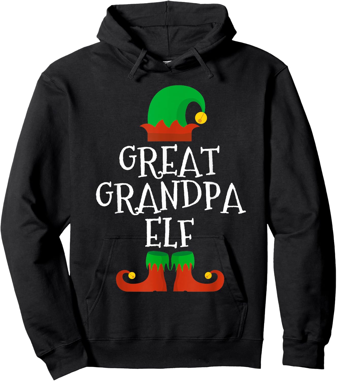 Family I'm The Great Grandpa Elf Christmas Matching Pajama Hoodie - Hoodie | Black