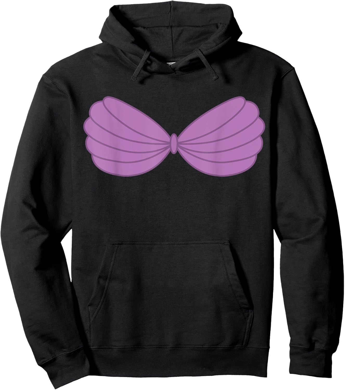 Mermaid Purple Seashell Bra Cartoon Graphic Hoodie - Hoodie | Black