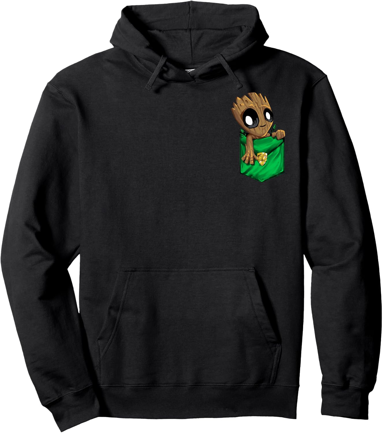 Marvel Comic Groot graphic on left chest pocket Hoodie - Hoodie | Black