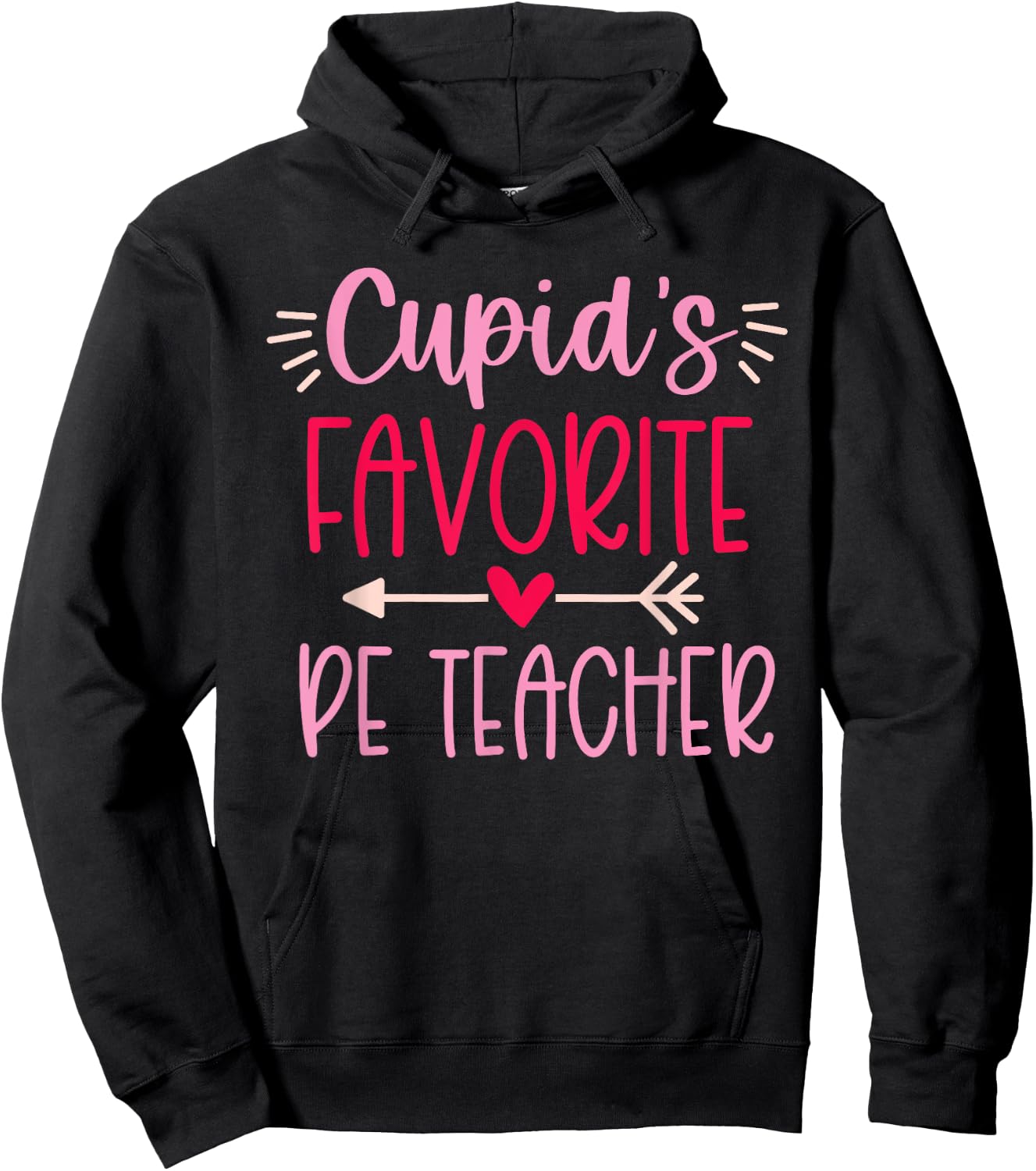 Cute Cupid's Favorite PE Teacher Valentine's Day Design Hoodie - Hoodie | Black