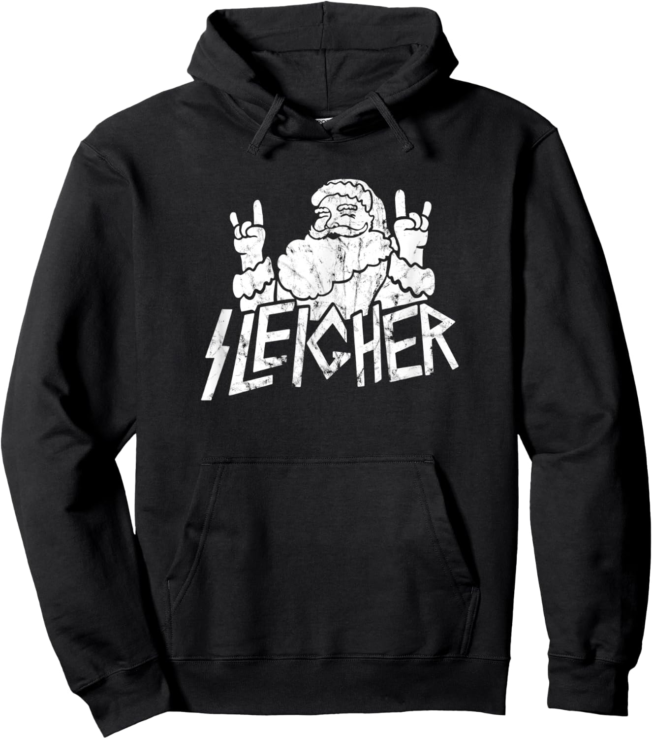 Santa Sleigher Funny Christmas for Metalheads Vintage Hoodie - Hoodie | Black