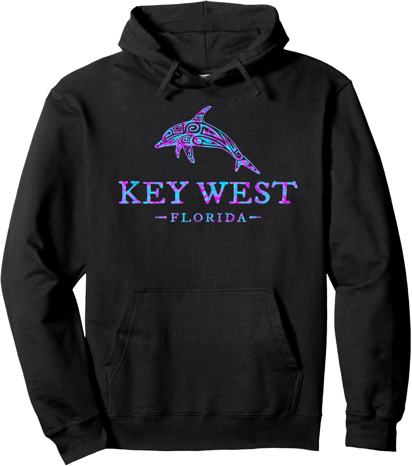 Key West Florida Colorful Dolphin Girls Boys Hoodie - Hoodie | Black