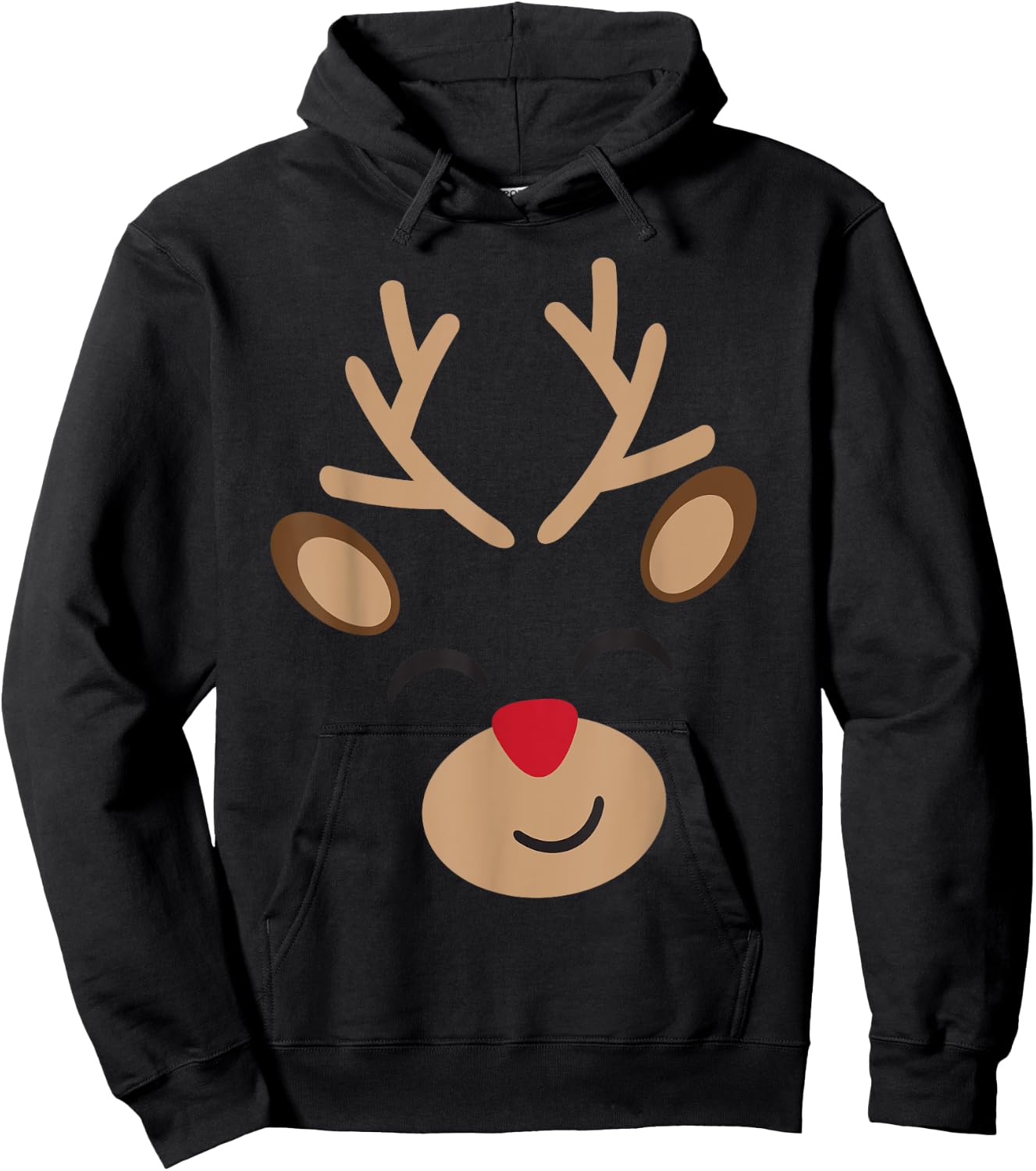 Adorable Reindeer Holiday Graphic - Festive Christmas Design Hoodie - Hoodie | Black