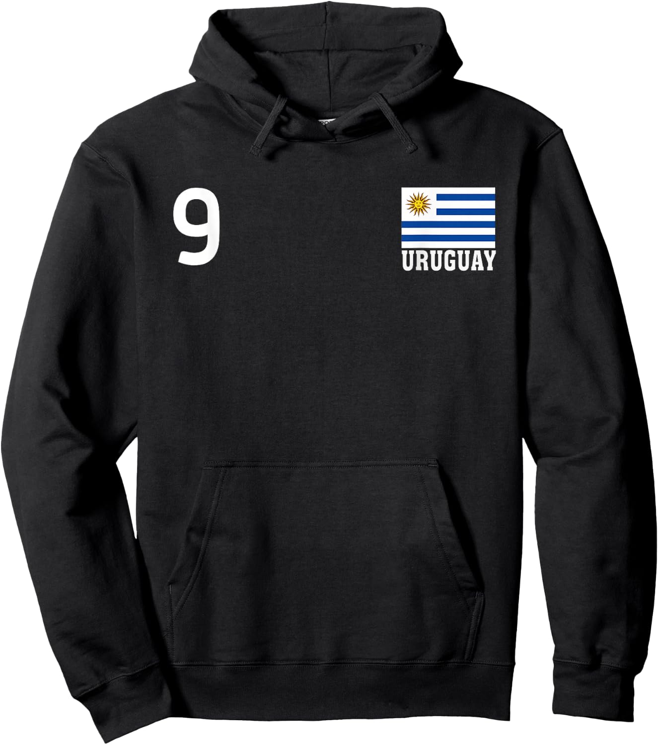 Uruguay Number 9 National Flag Country Heritage Hoodie - Hoodie | Black