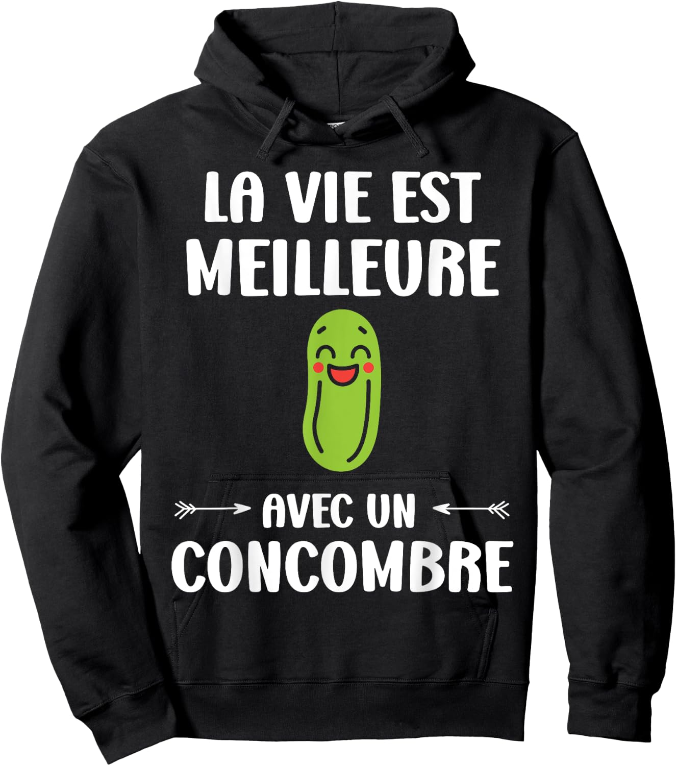 Humor Vegetable Life is Better with a Cucumber , Black, S Hoodie - Hoodie | Black