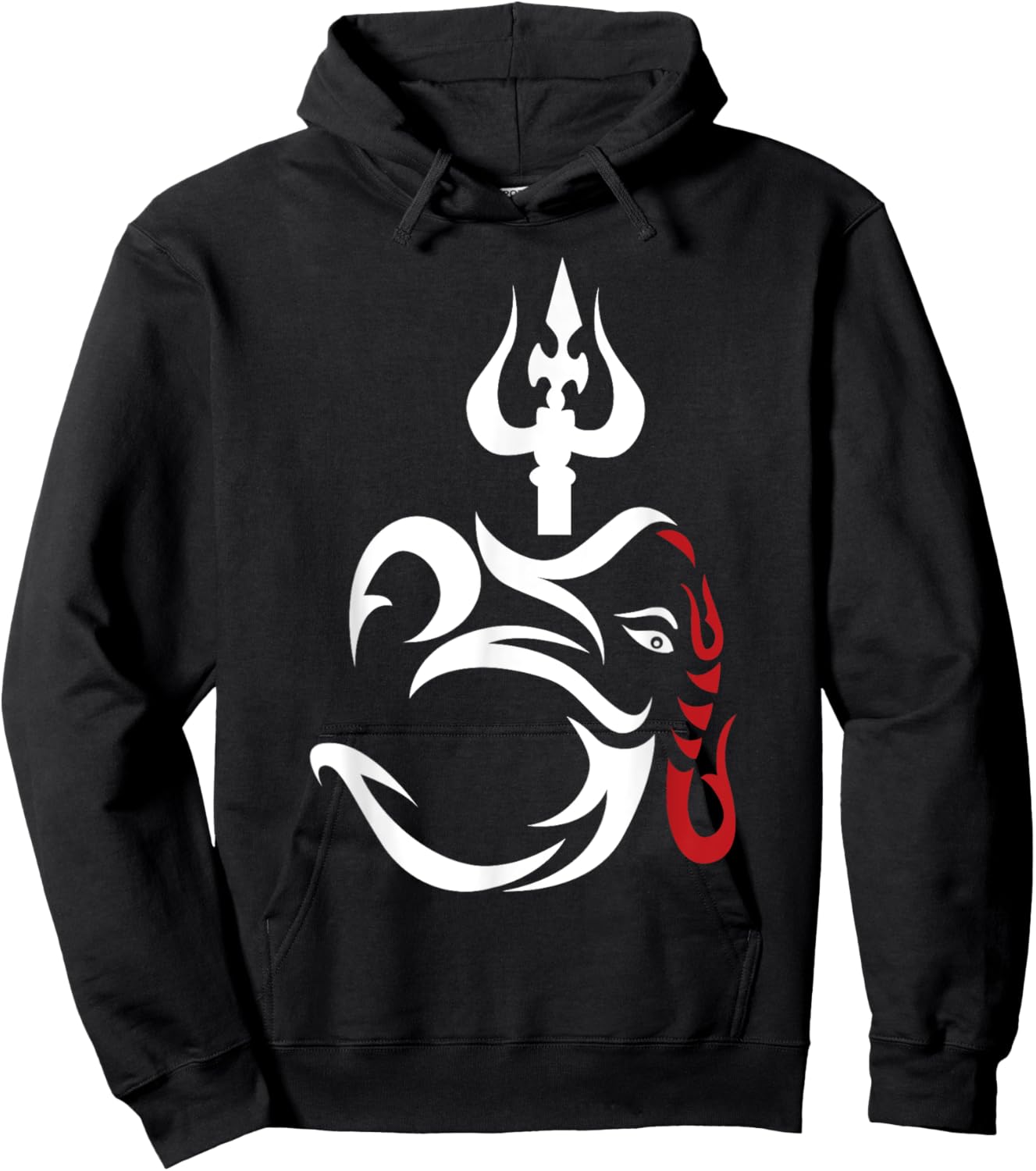 OM-Ganesha And Lord Shiva Divine Trident Trishul Hoodie - Hoodie | Black