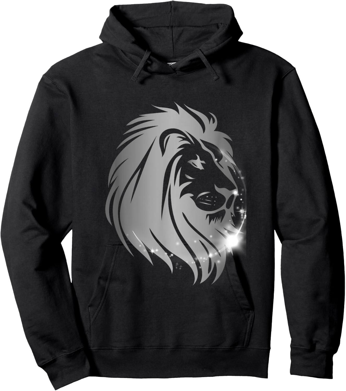 Silver Mane Lion Head Hoodie - Hoodie | Black