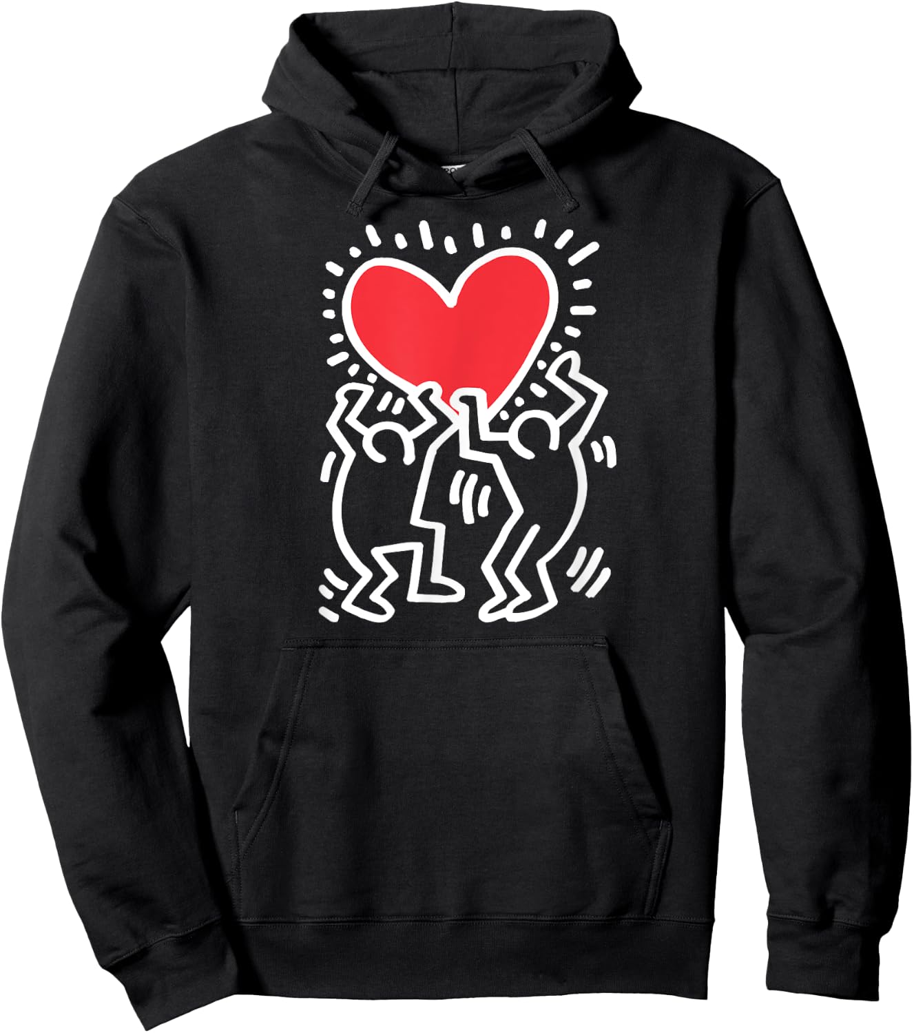 Keith Haring Dancing Heart Artwork , black Hoodie - Hoodie | Black
