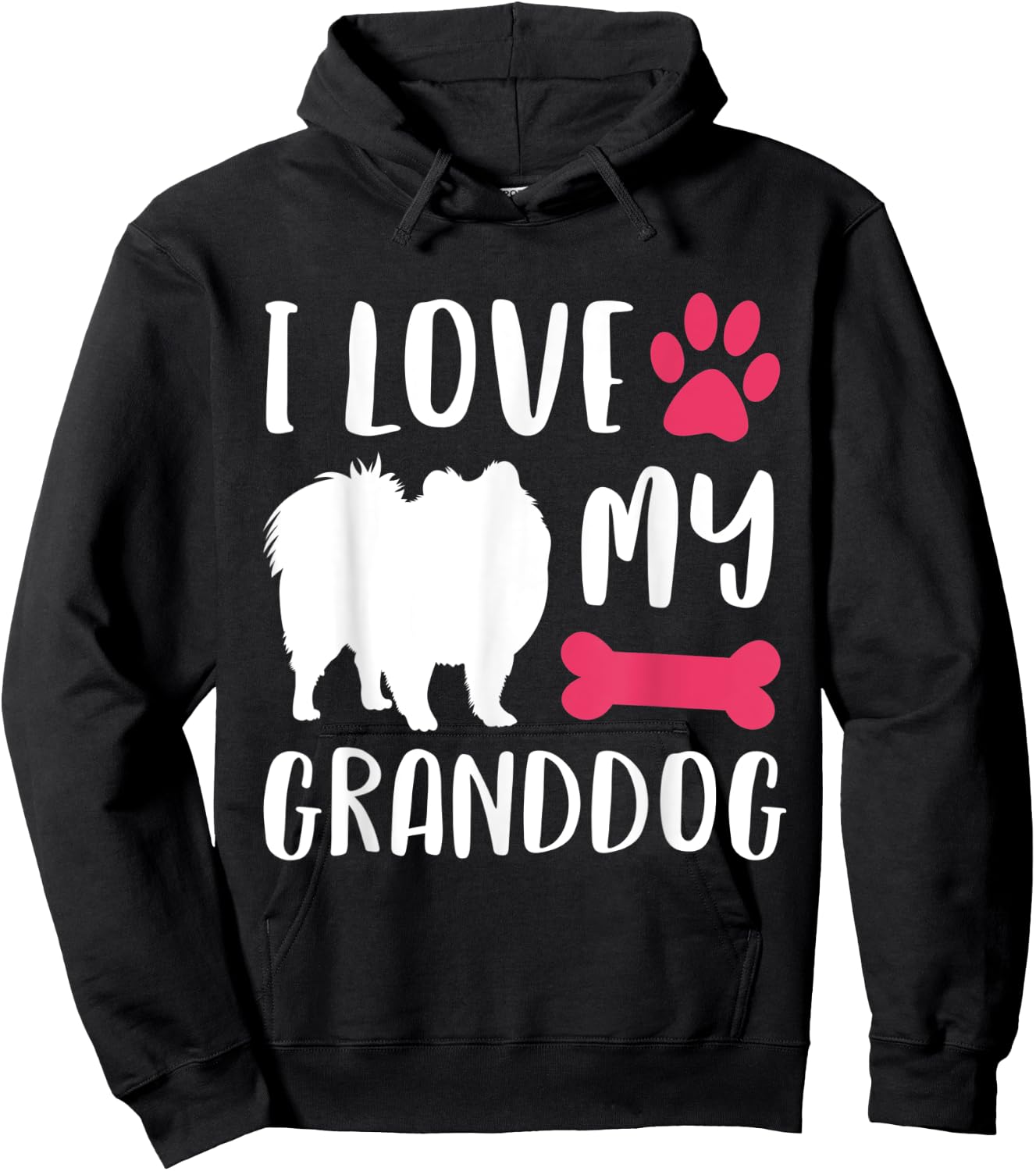 I Love My Granddog Shirt Pomeranian Dog Grandma Grandpa Gift Men Women Hoodie - Hoodie | Black