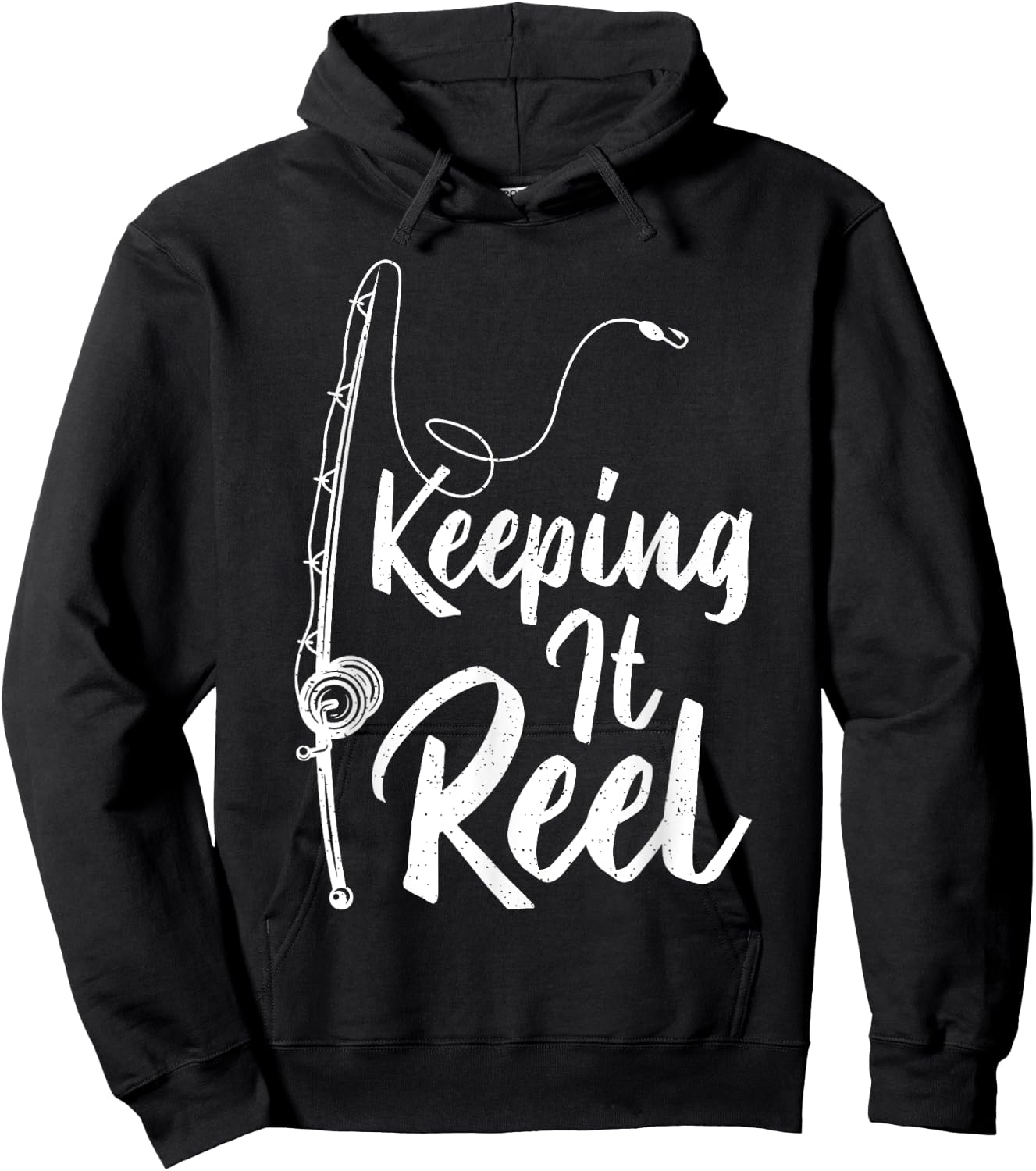 Fishing Pole Keeping it Reel Joke Funny Fish Hoodie - Hoodie | Black