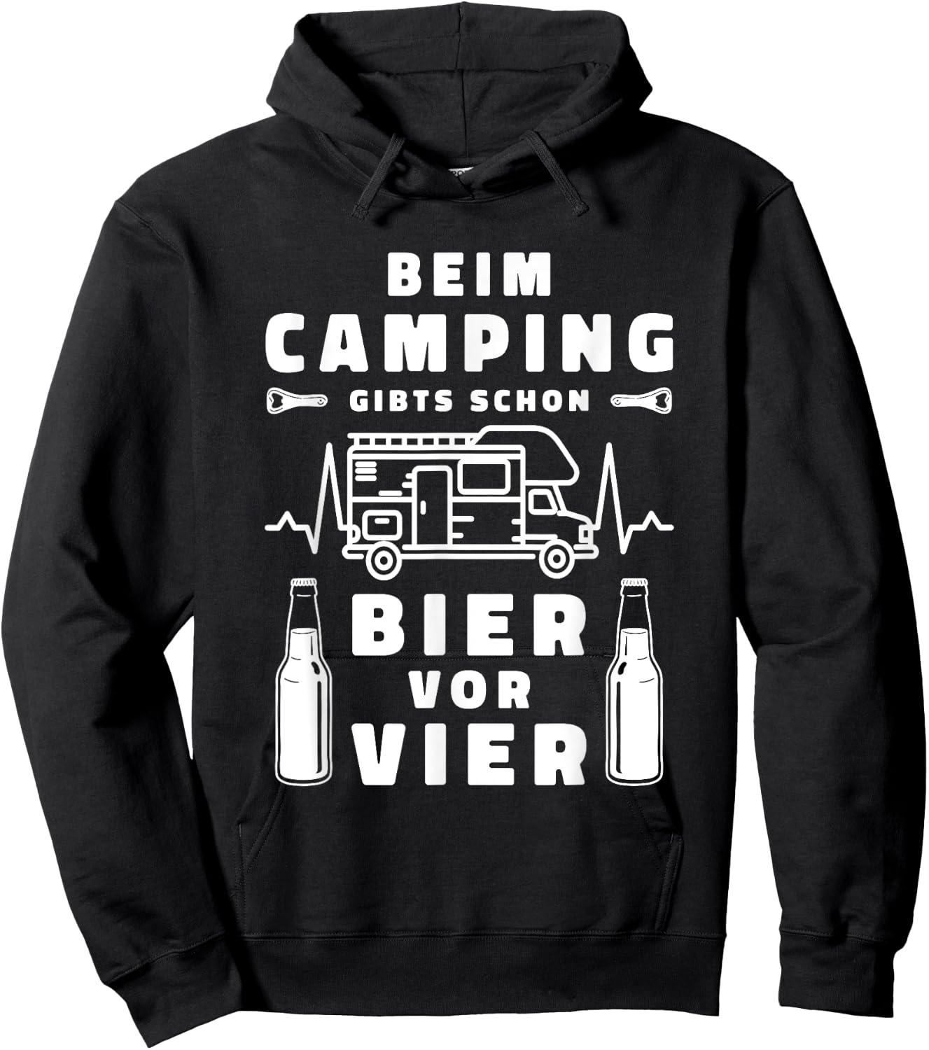Beim Camping giebts schon Bier vor vier Hoodie - Hoodie | Black