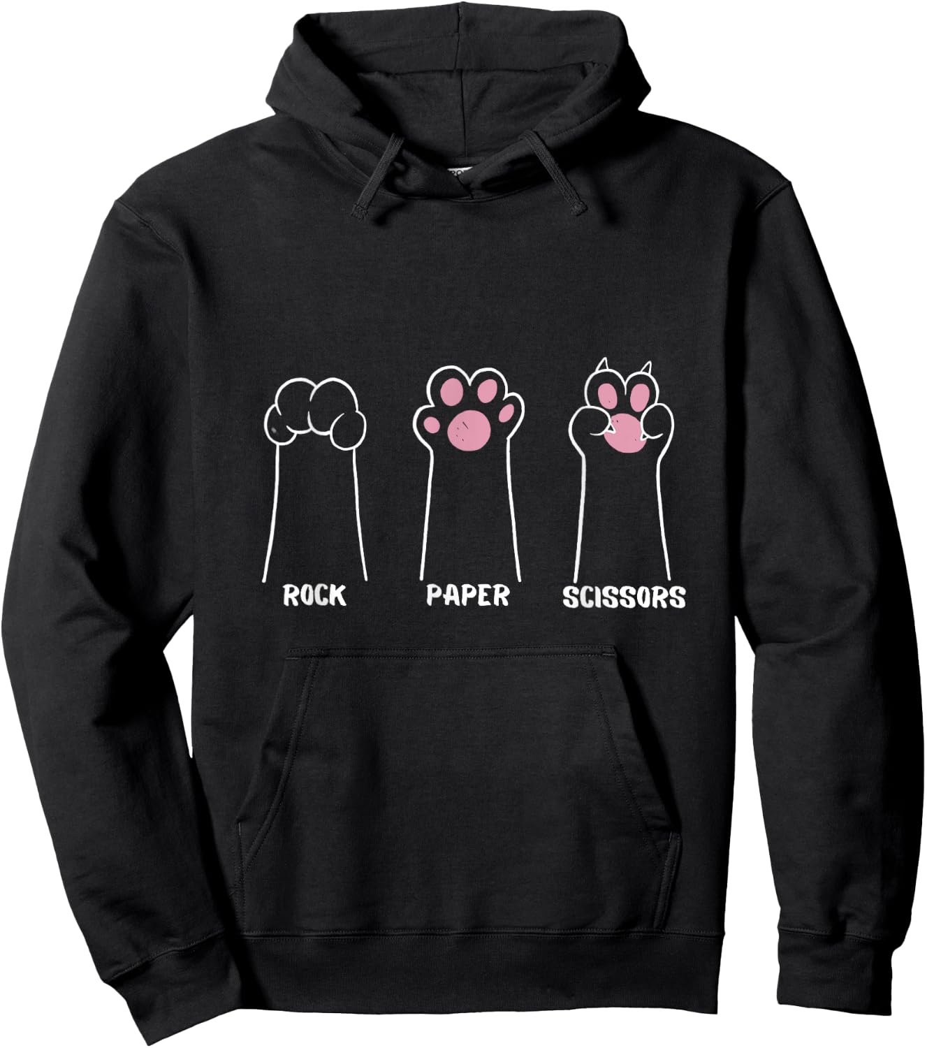 Rock Paper Scissors Hand Game Cute Kitty Paw Funny Cat Women Kids Hoodie - Hoodie | Black