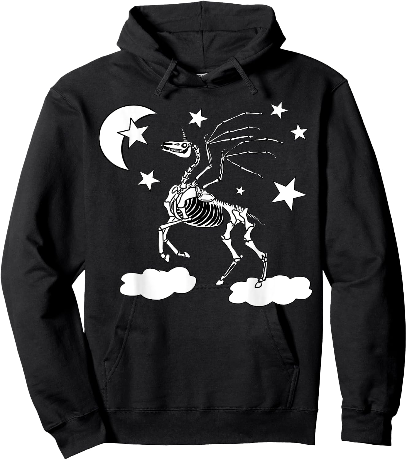 Moonlight Unicorn Costume For Girls Pegasus Gothic Skeleton Hoodie - Hoodie | Black