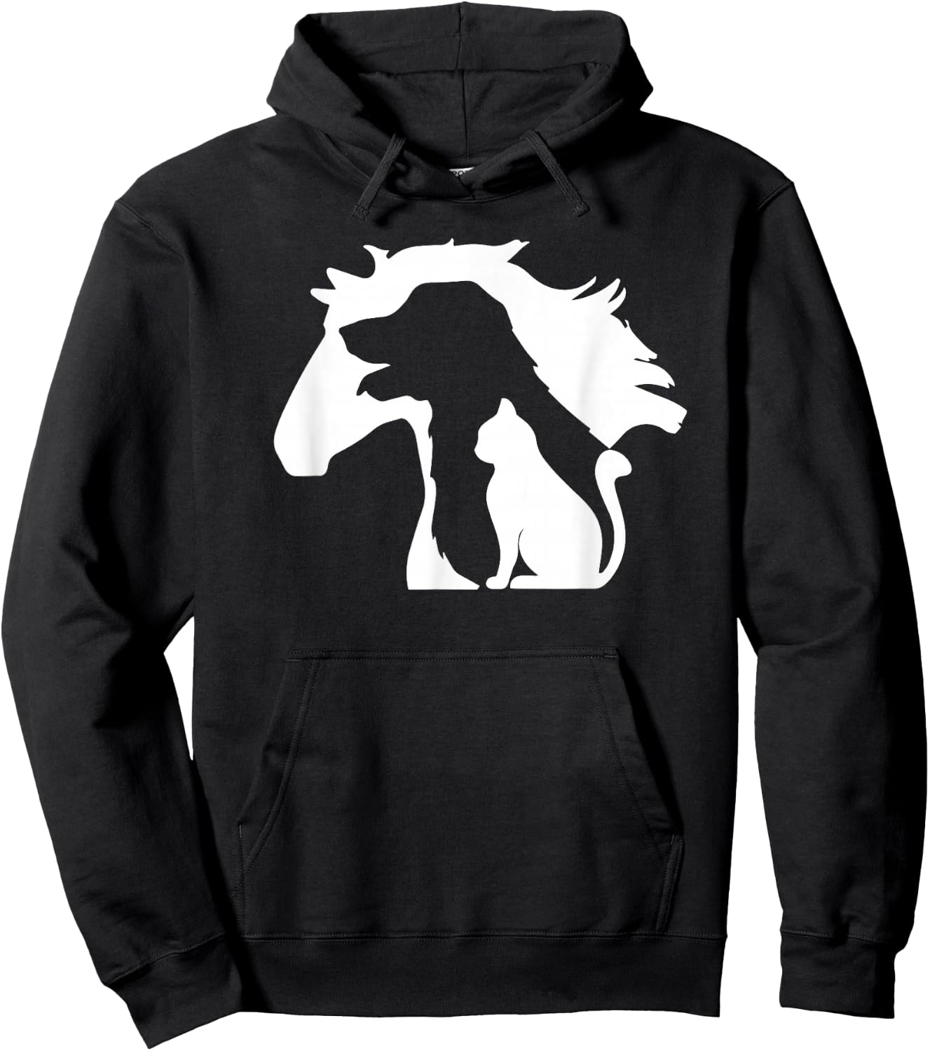 Pferd Hund & Katze, minimalistische Kunst, abstrakte Silhouette Overlay Hoodie - Hoodie | Black