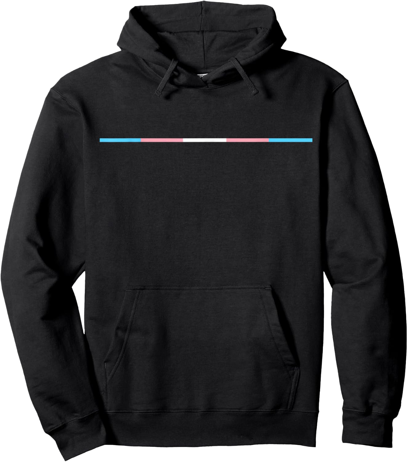 Subtle Horizontal Trans Flag Stripe Clean and Minimal Hoodie - Hoodie | Black
