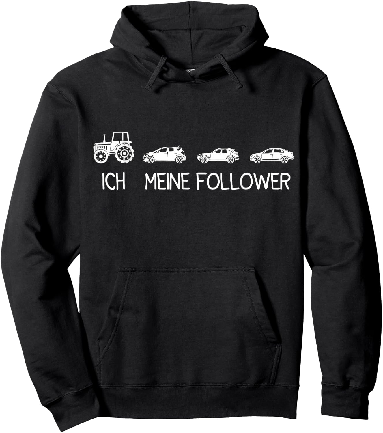 Lustige Sprüche Geschenke Trecker Landwirt - Ich meine Follower Traktor Schwarz Erwachsene Klein Crew Kurzarm Hoodie - Hoodie | Black