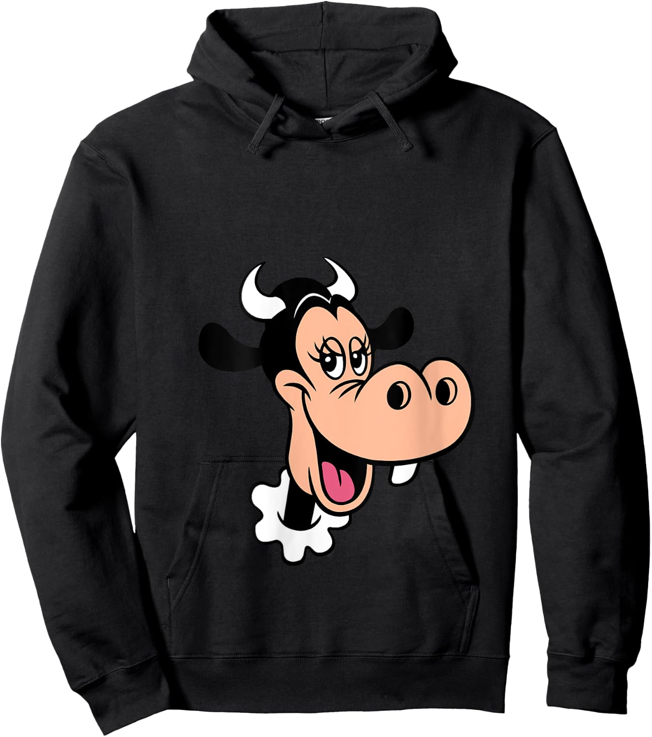 Disney Clarabelle Cow Big Face Costume V-Neck Hoodie - Hoodie | Black