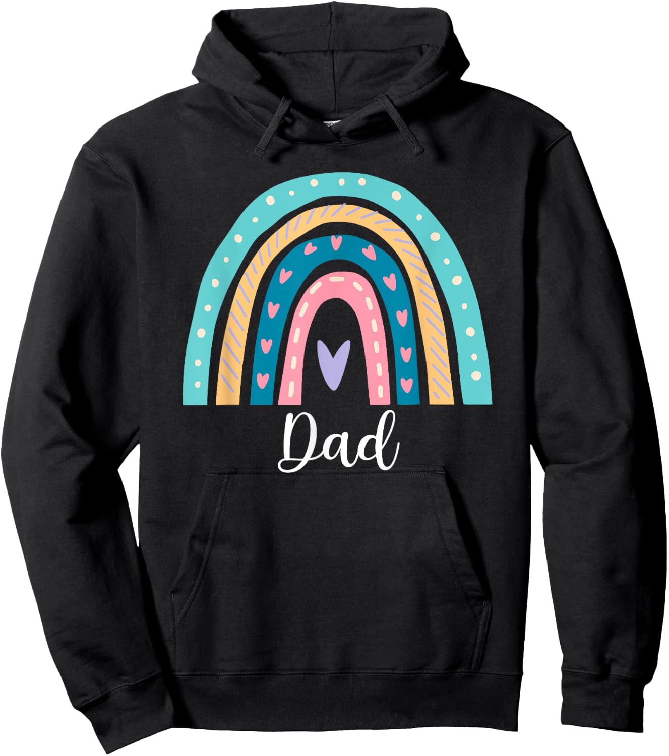 Dad Boho Rainbow Family Matching Birthday Father's day Hoodie - Hoodie | Black