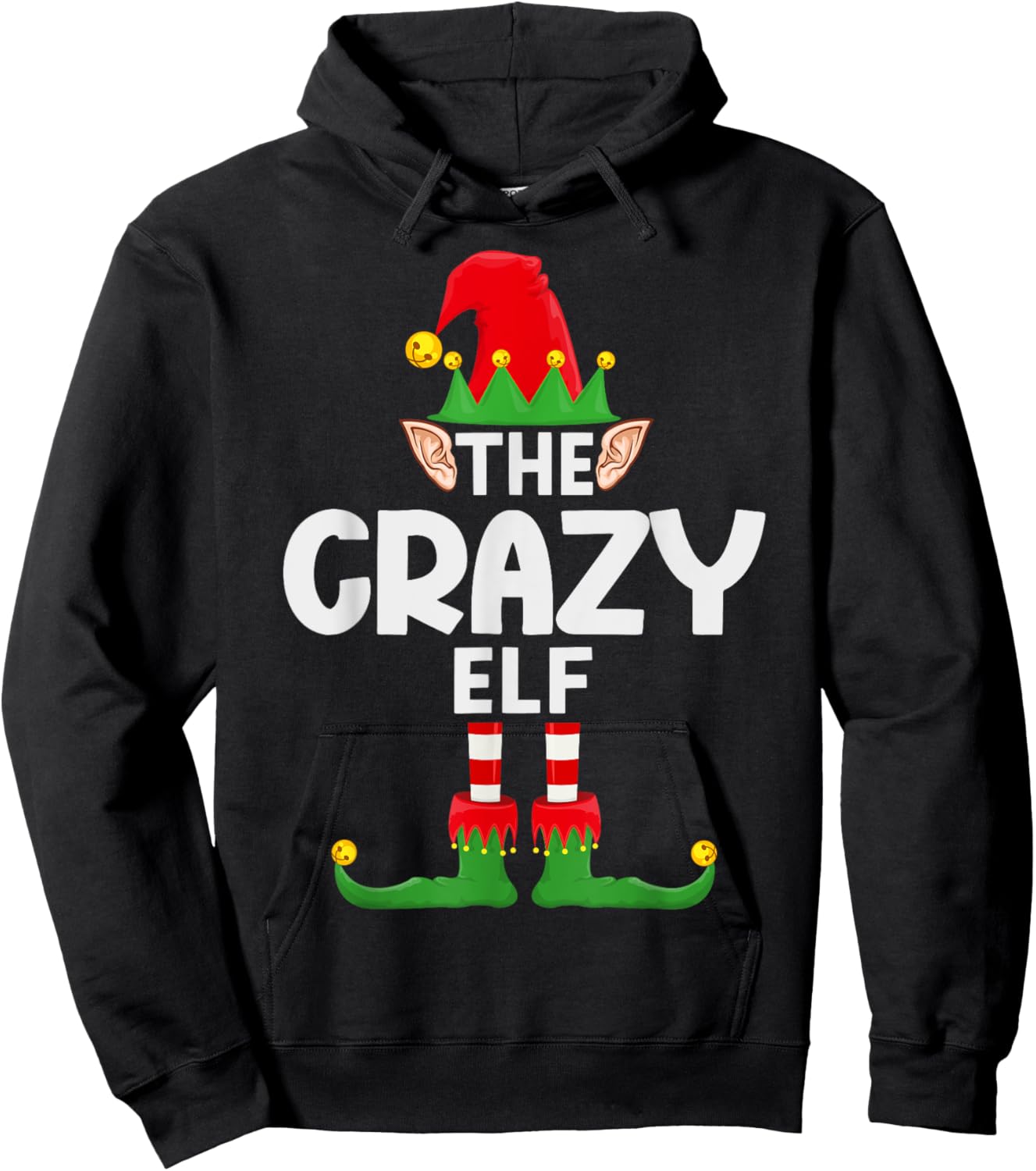 The Crazy Elf Family Christmas Pajama Party Hoodie - Hoodie | Black