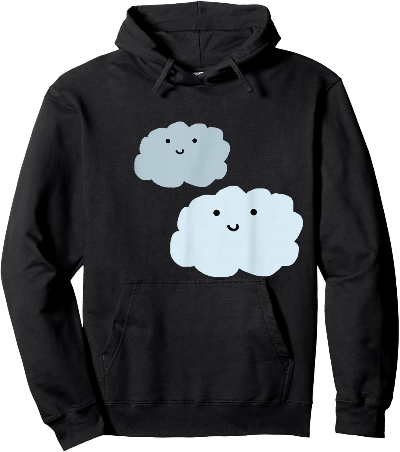Two Smiling Blue Clouds Fun Hoodie - Hoodie | Black