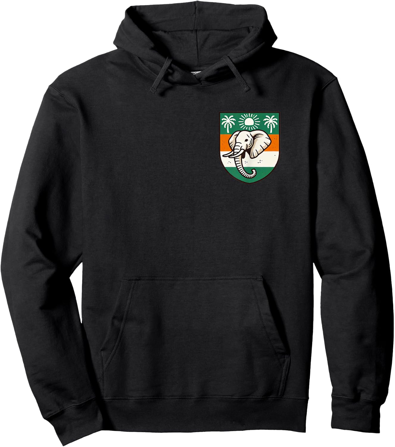 Ivory Coast Pocket Wear Ivorian Elephant Flag Hoodie - Hoodie | Black