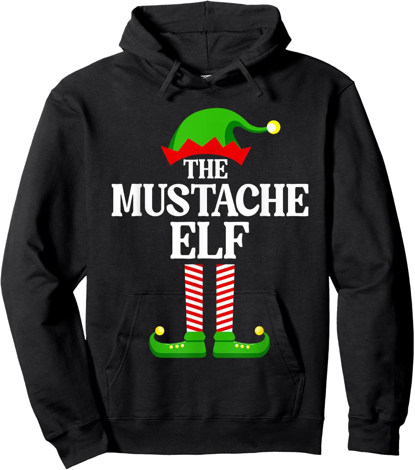 Mustache Elf Family Matching Group Funny Christmas Hoodie - Hoodie | Black