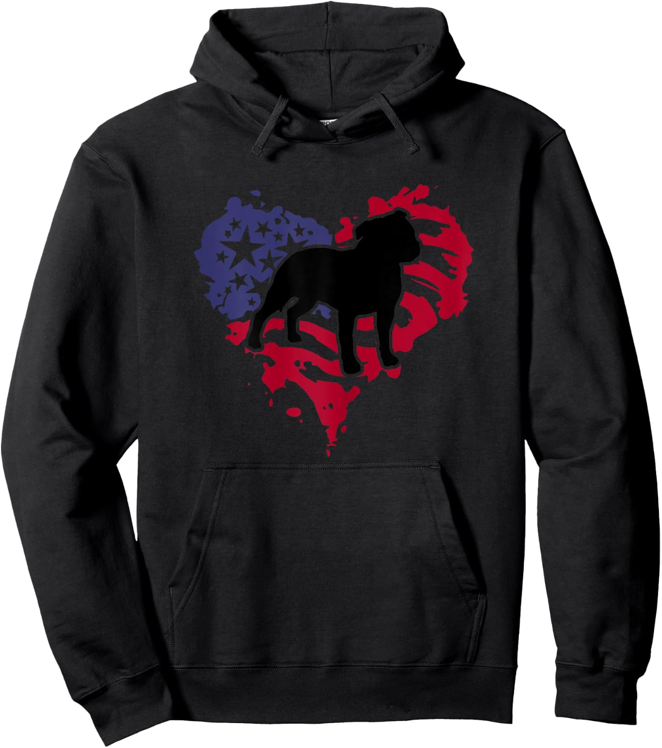 Patriotic Heart American Flag Staffordshire Bull Terrier Dog Women Hoodie - Hoodie | Black
