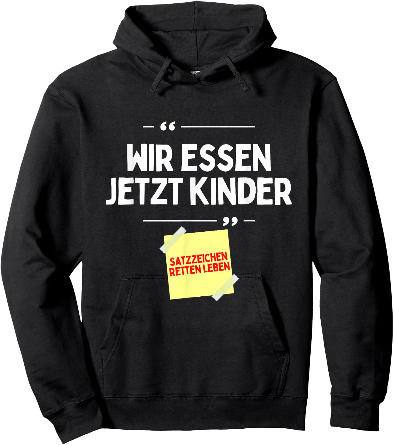 Komm wir Essen Kinder Satzzeichen Komma lustige Sprüche Hoodie - Hoodie | Black