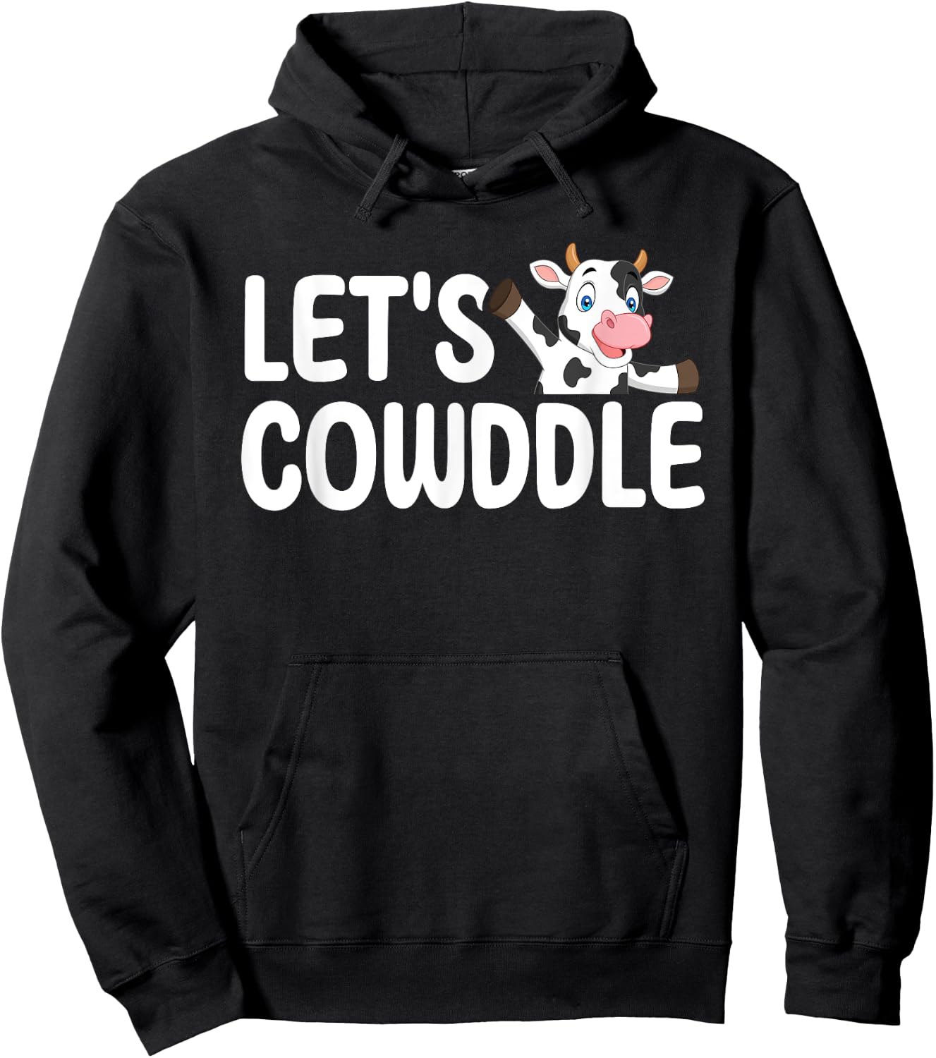 Lets Cowddle Cow Sleeping Cow Cuddle Pajama Hoodie - Hoodie | Black