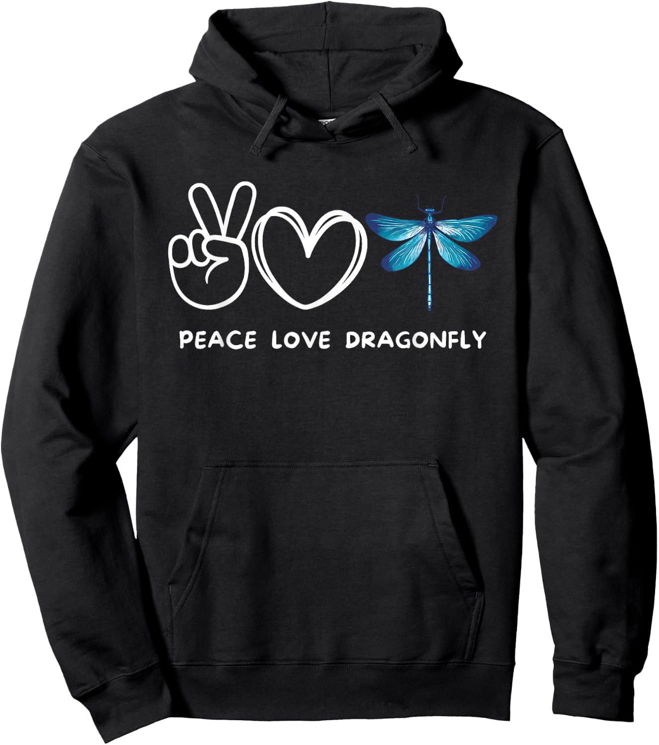 Peace, Love Dragonfly Retro Dragonfly Lover Insect Lover Hoodie - Hoodie | Black