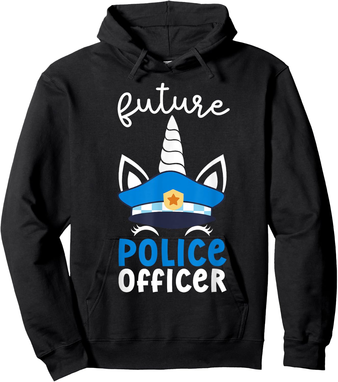 Future Police Officer Girl Unicorn Future Policeman Kids Hoodie - Hoodie | Black