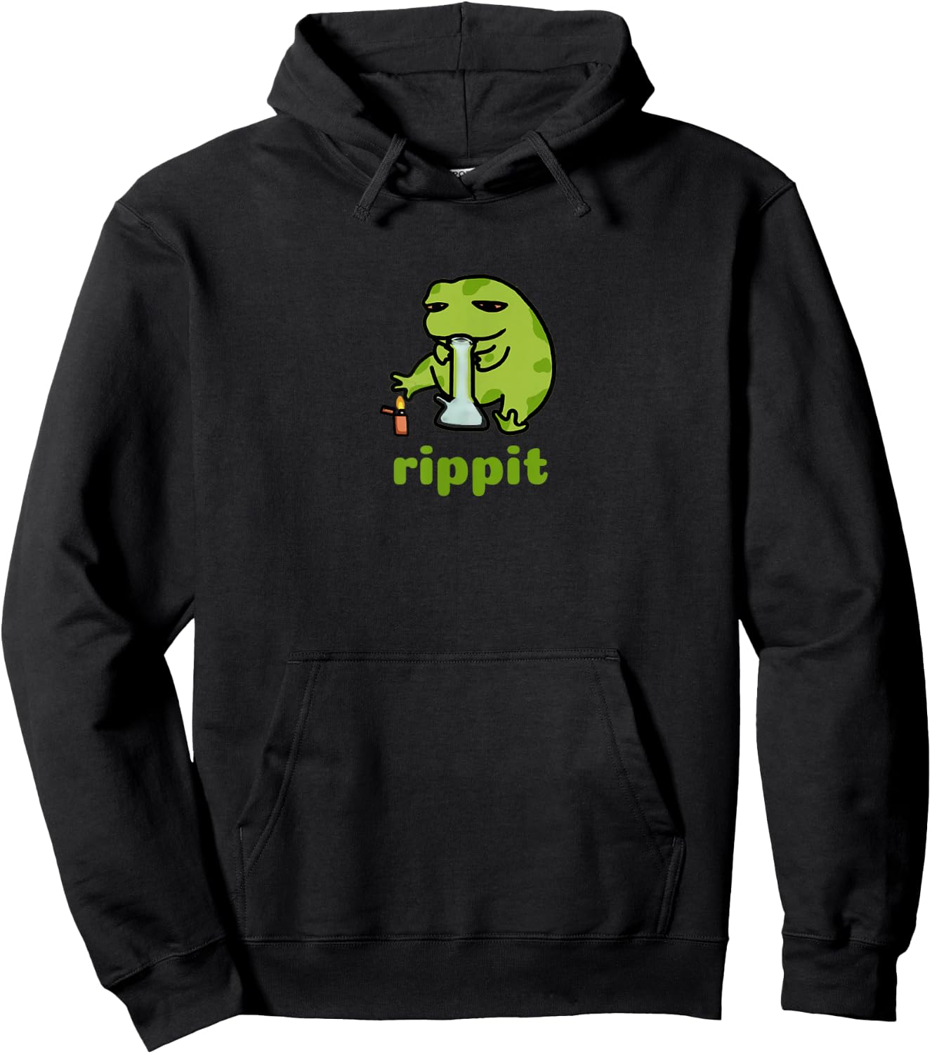 Rippit Stoner Frog | Weed, Marijuana Smoker, Cannabis 420 Hoodie - Hoodie | Black