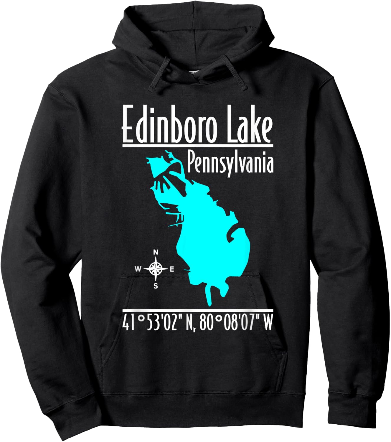 Modern Edinboro Lake - Pennsylvania Hoodie - Hoodie | Black