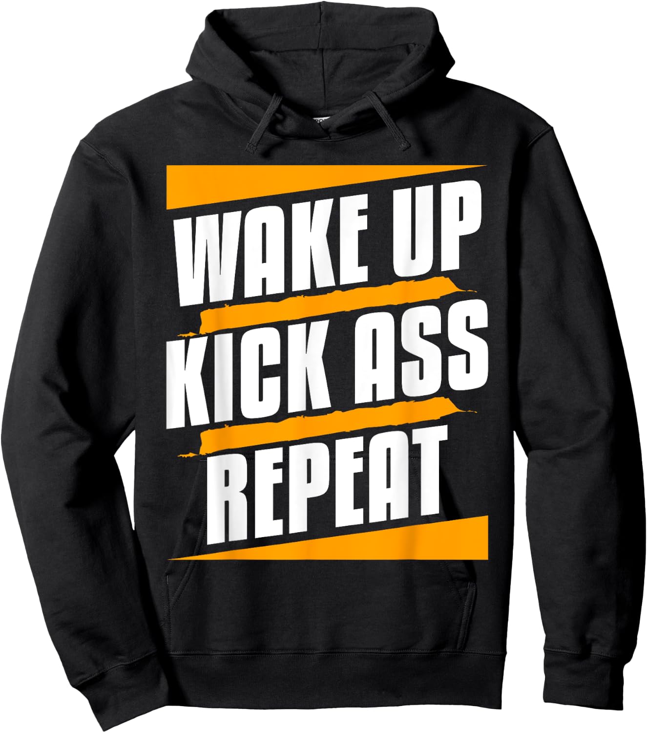 Wake Up Kickass Repeat Funny Workout Exercise Gym Fitness Hoodie - Hoodie | Black