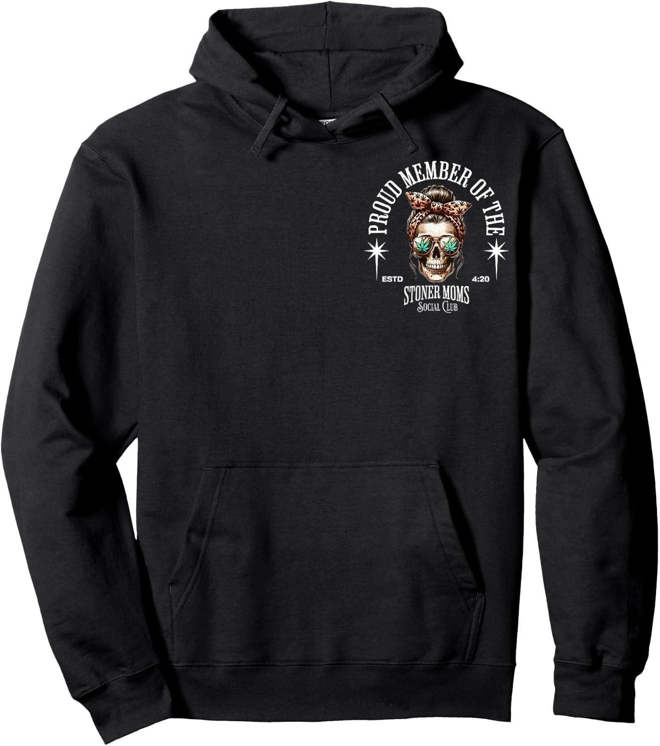 Proud Member Of The Stoner Moms Social Club Skull Leopard Hoodie - Hoodie | Black