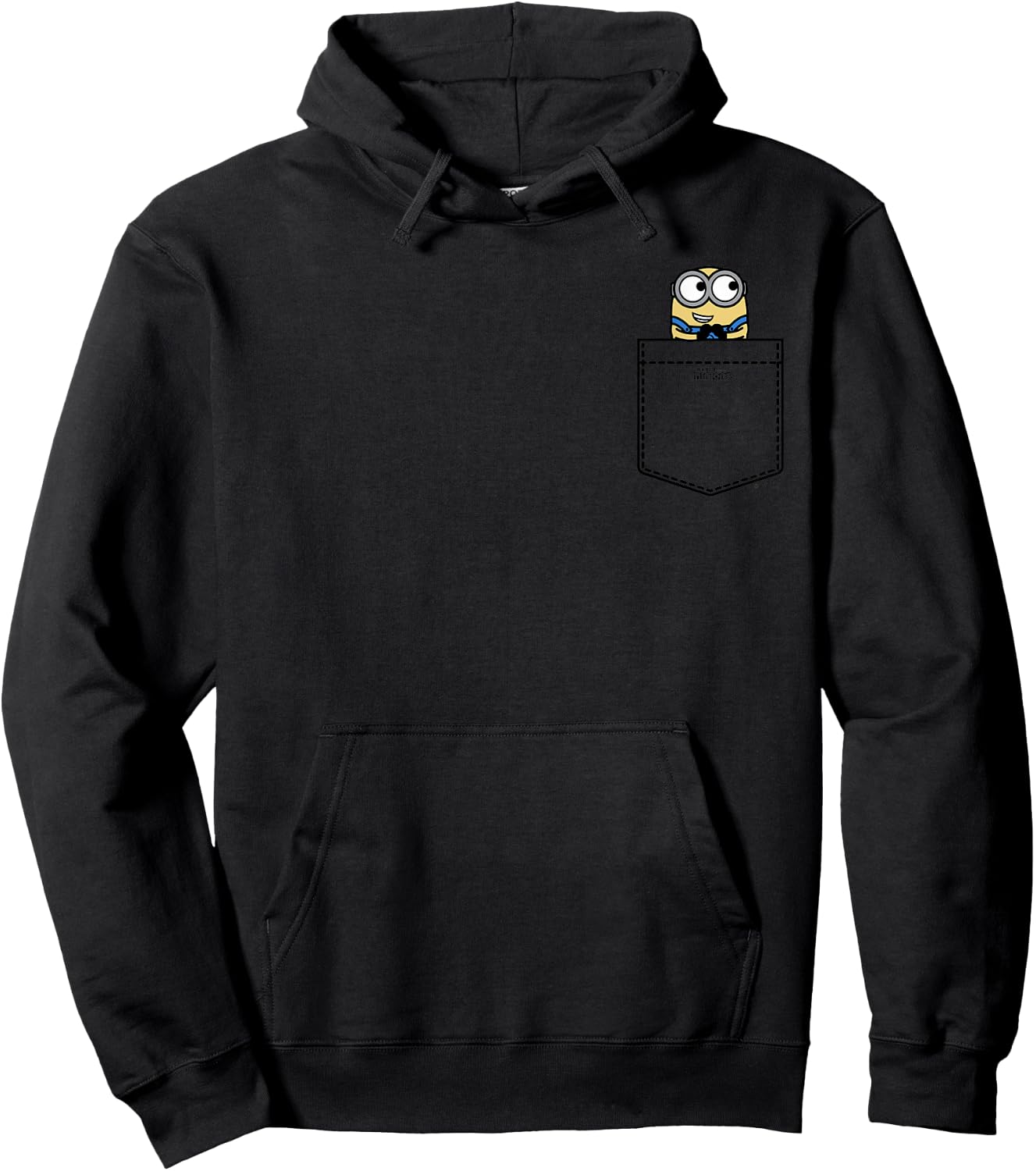 Minions Bob Mischievous Smile Pocket Hit , gray Hoodie - Hoodie | Black