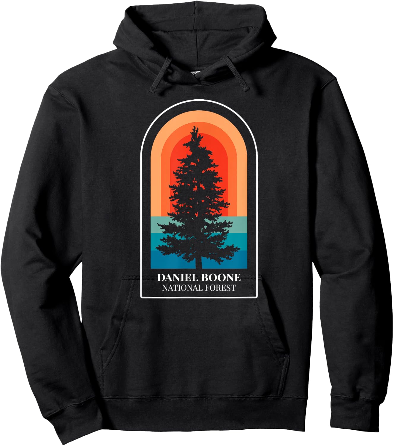 Retro Daniel Boone National Forest Kentucky Hiking Hoodie - Hoodie | Black