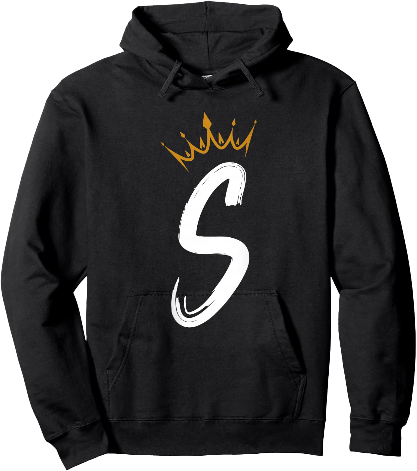Queen King Letter S - BACKSIDE Letter With Crown Alphabet Hoodie - Hoodie | Black