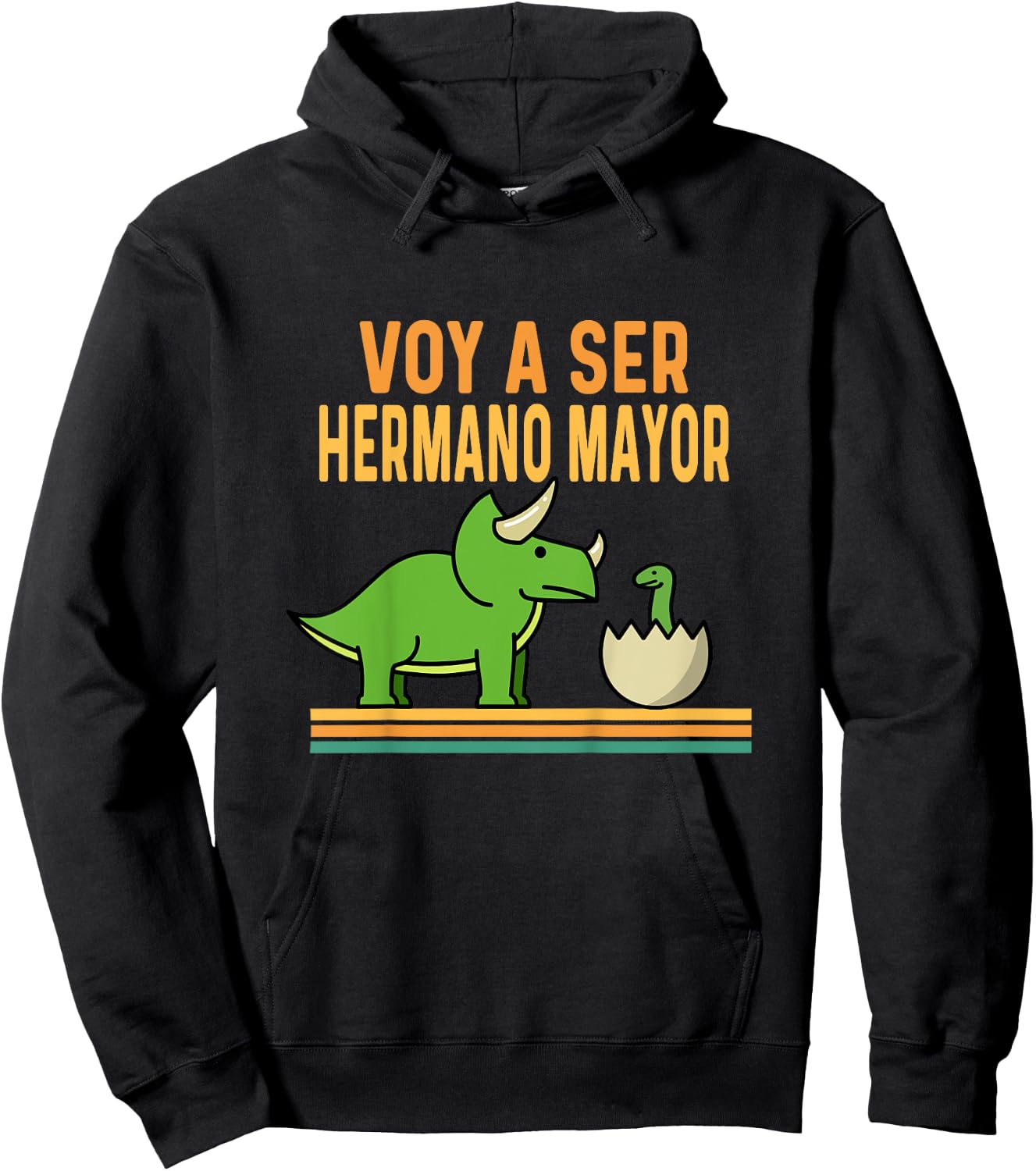 Children's Voy A Ser Hermano Mayor Baby Triceratops Dinosaur , black Hoodie - Hoodie | Black