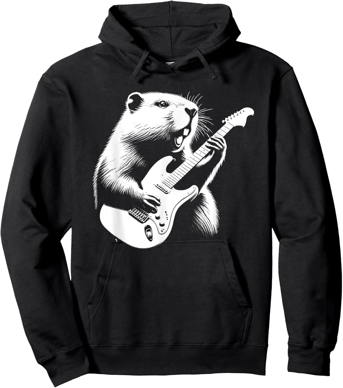 Beaver Playing Electric Guitar Rock Star Guitarist Hoodie - Hoodie | Black