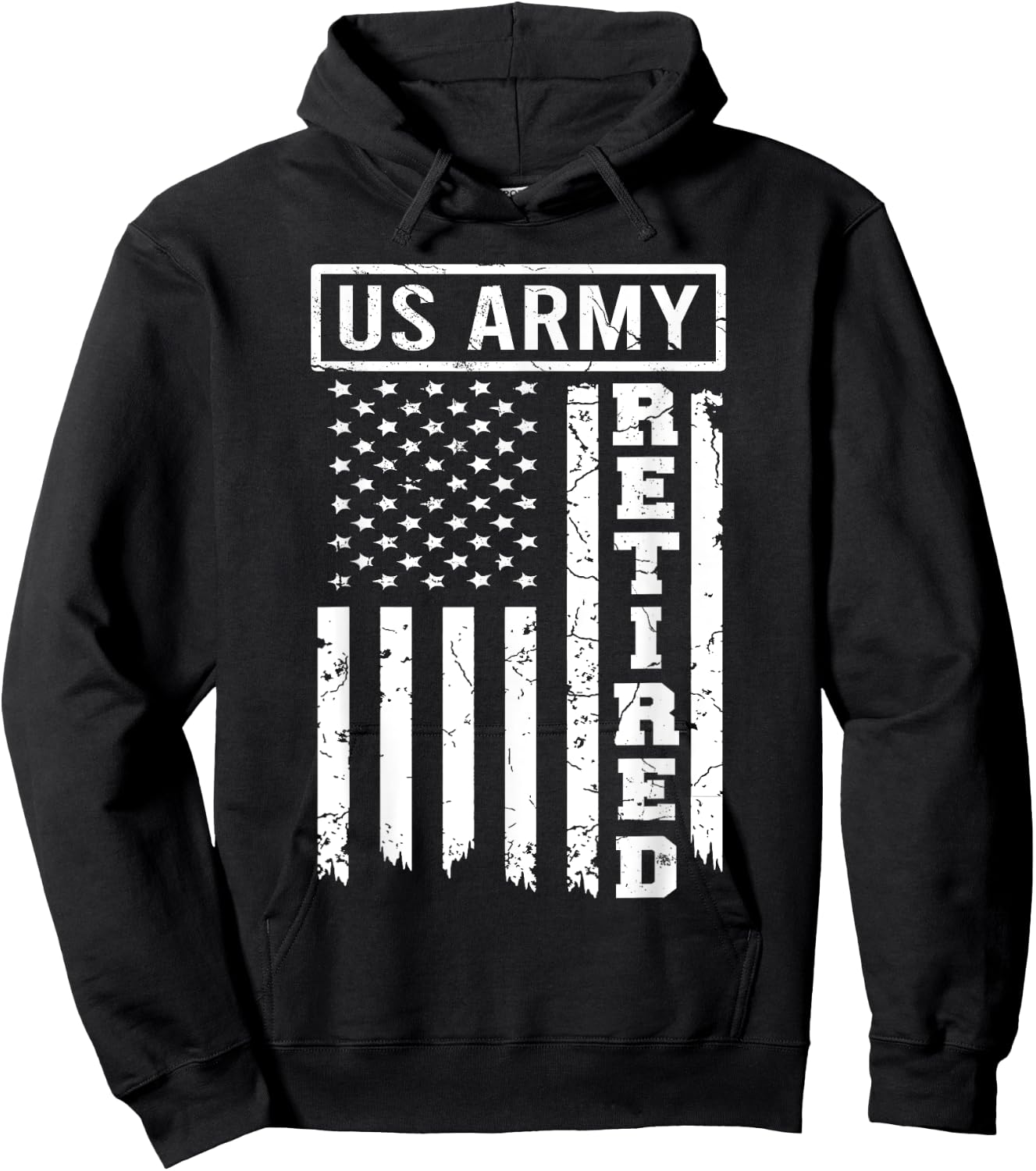 Retired US Army American Flag Retirement 2021 Men Women Hoodie - Hoodie | Black