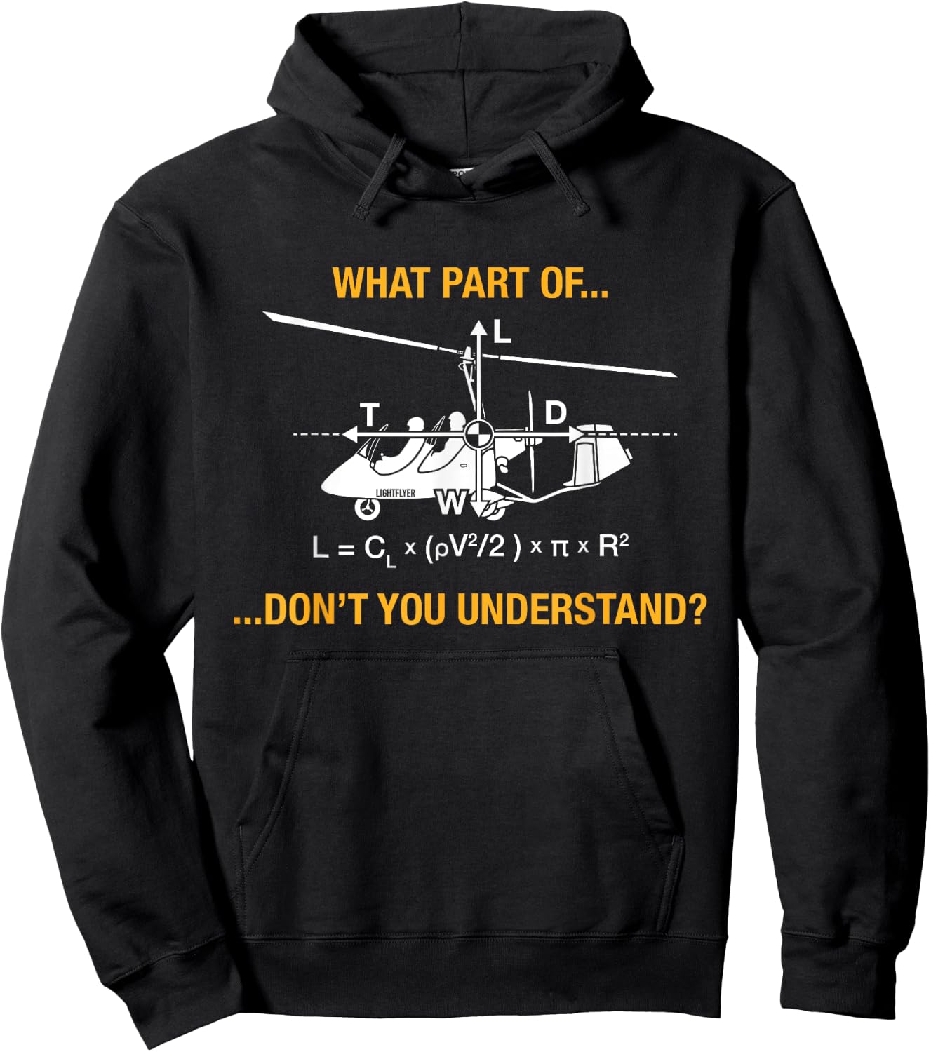 Gyrocopter Aerodynamics - Lift Equation Funny Hoodie - Hoodie | Black