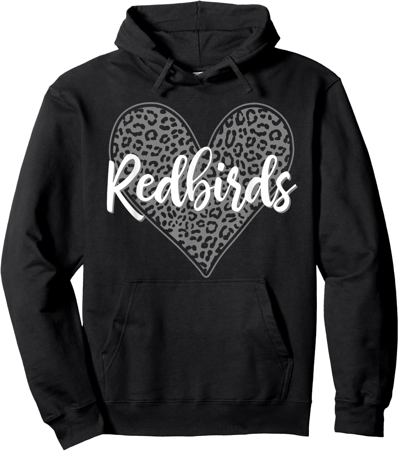 Redbirds Alton Leopard Heart Pattern HS Hoodie - Hoodie | Black