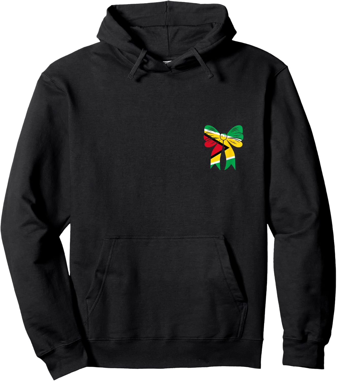 Guyanese Flag Coquette Bow Guyana Pride Dainty Ribbon Girls Hoodie - Hoodie | Black